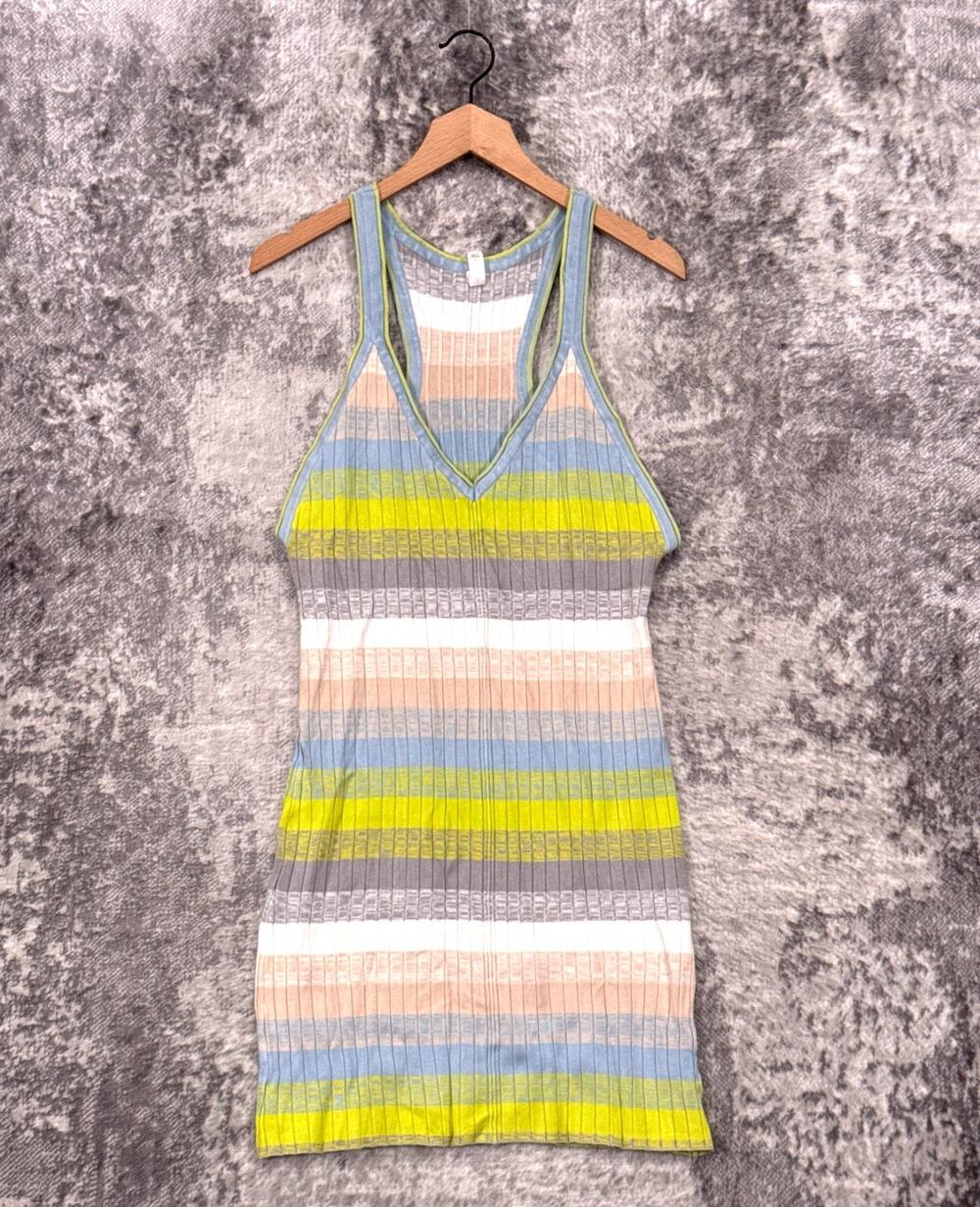 Anthropologie Dress Medium Womens Daily Practice Ribbed Knit Striped Racerback